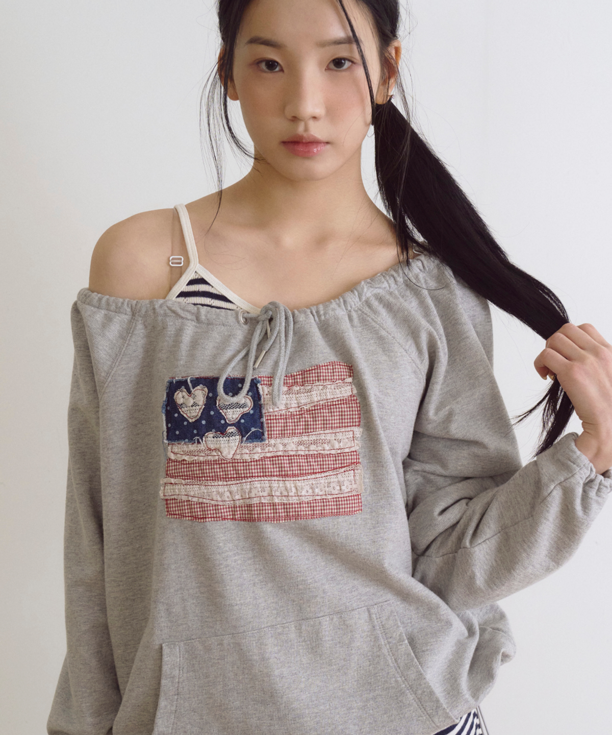 로긴 앤 로지(ROGIN N ROSIE) USA Banner String long Sleeve Gray