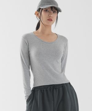 슬림핏 롱 슬리브 티셔츠 (멜란지)