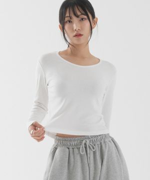 슬림핏 롱 슬리브 티셔츠 (화이트)