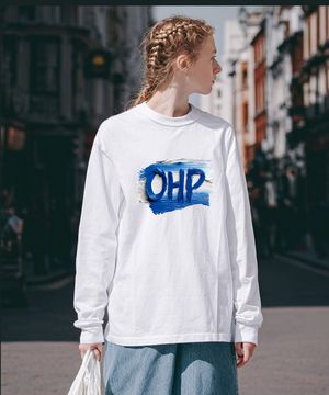 OHP 블루페인트 크루넥 긴팔티셔츠