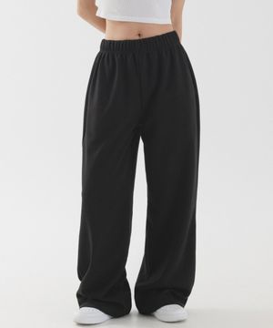 릴렉스드 와이드 롱 스웨트 팬츠 (블랙)