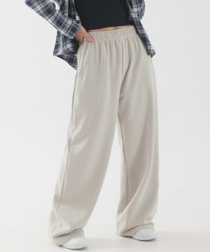 릴렉스드 와이드 롱 스웨트 팬츠 (연베이지)