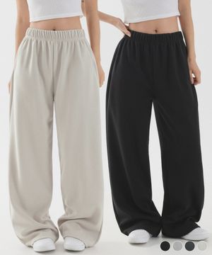 [2 PACK] 릴렉스드 와이드 롱 스웨트 팬츠 (4color)