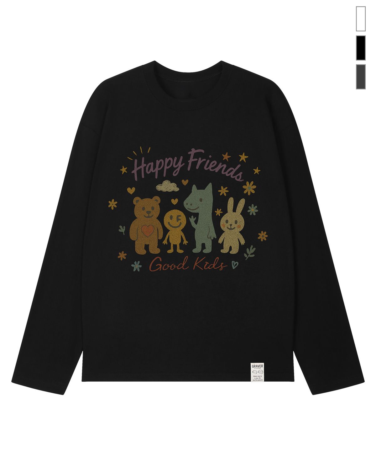 그레이버(GRAVER) [UNISEX]HAPPY FRIENDS 롱슬리브 티셔츠_3color