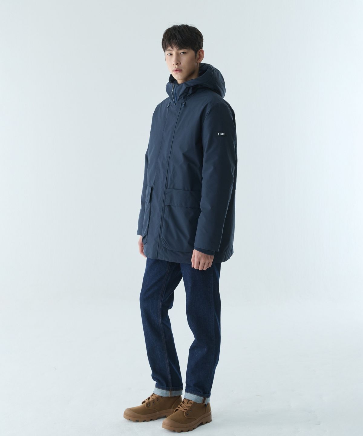 에이글(Aigle) 남성 고어텍스 퀼팅 후드 롱 파카 AIW25MOUI001EMP