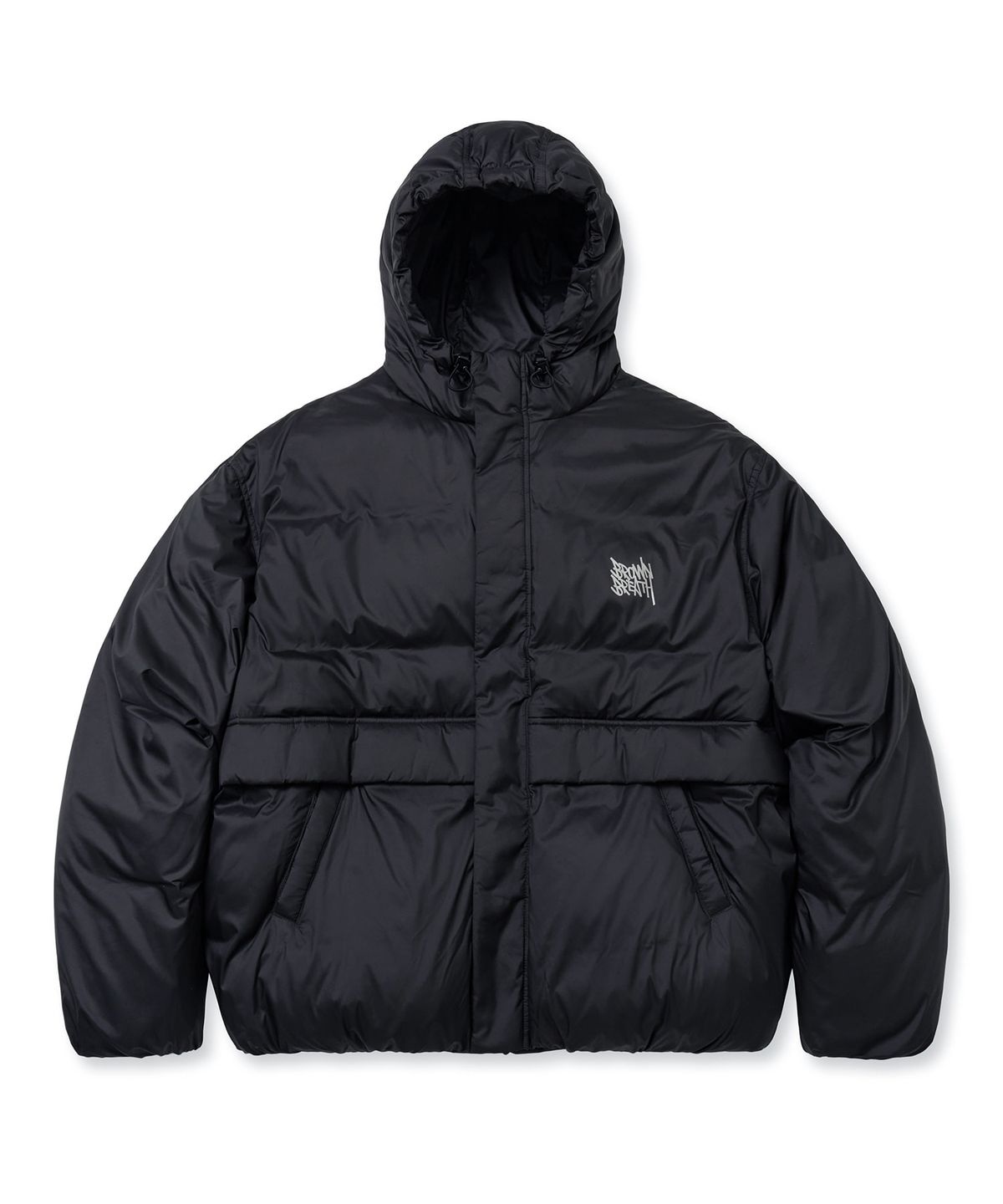 브라운브레스(BROWNBREATH) TAG LIGHT PADDING HOOD JACKET - BLACK