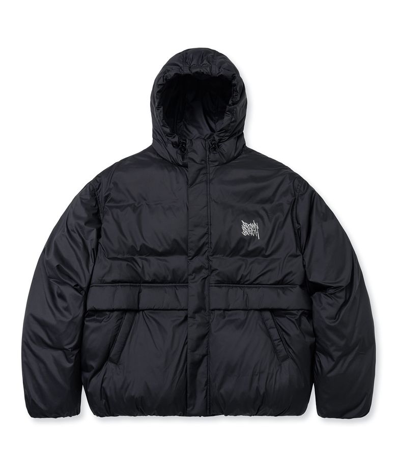TAG LIGHT PADDING HOOD JACKET - BLACK
