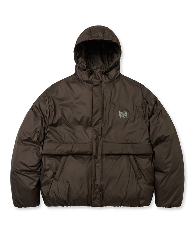 TAG LIGHT PADDING HOOD JACKET - BROWN