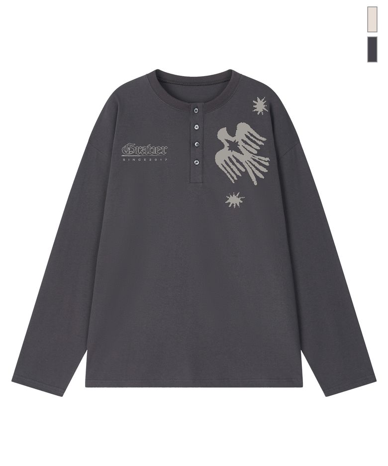 [UNISEX]PIECE BIRD 헨리넥 롱슬리브 티셔츠_2color