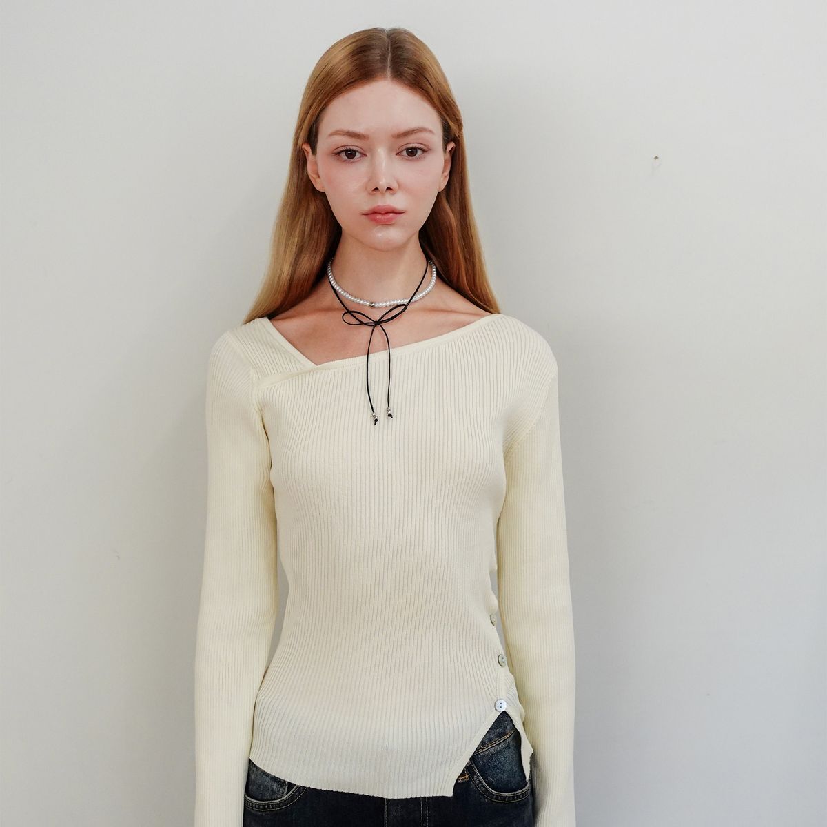 쿨키튼(KOOLKITTEN) Diagonal Button Top