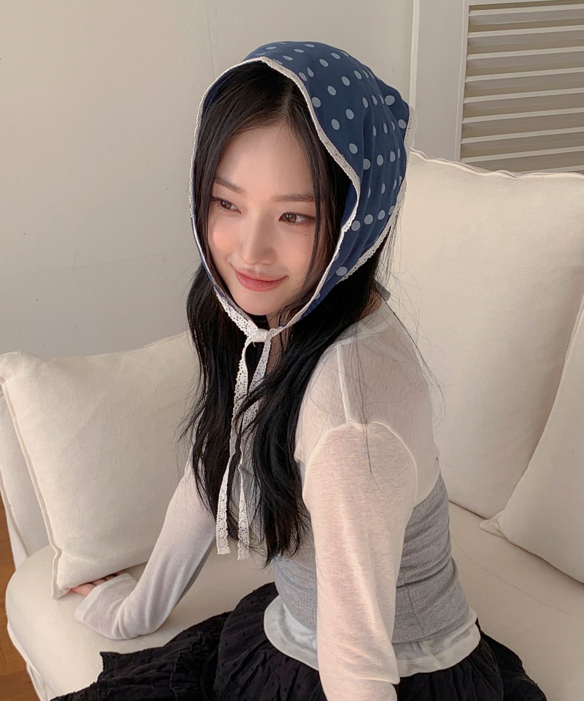 민씨오(MINCO) 와이드 도트 레이스 보닛_navy