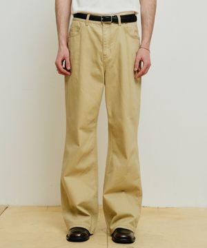 코튼 와이드 플레어 팬츠 [베이지]