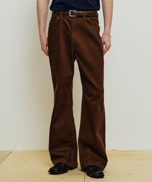 코튼 와이드 플레어 팬츠 [브라운]