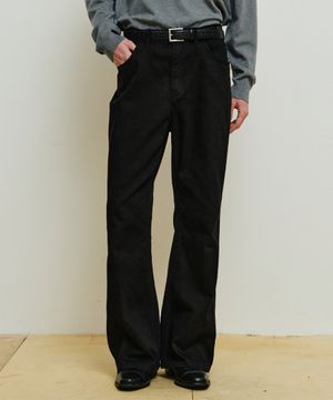 코튼 와이드 플레어 팬츠 [블랙]