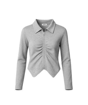 Ruched Zip-Up Shirt