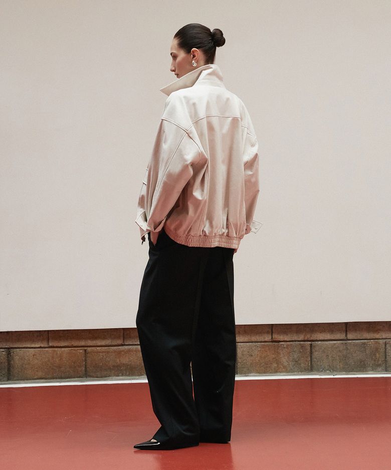 Vegetable Lambskin Overfit Blouson_Cream