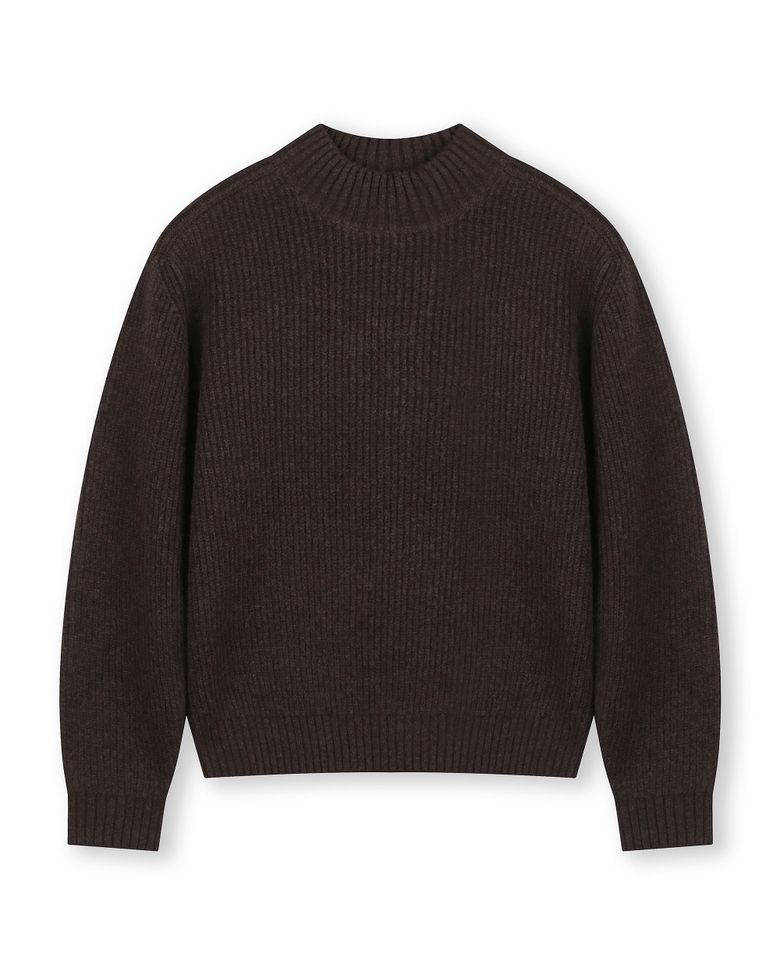 [비슬로우X패션튜브삭형]MOCK NECK SHORT SWEATER BROWN