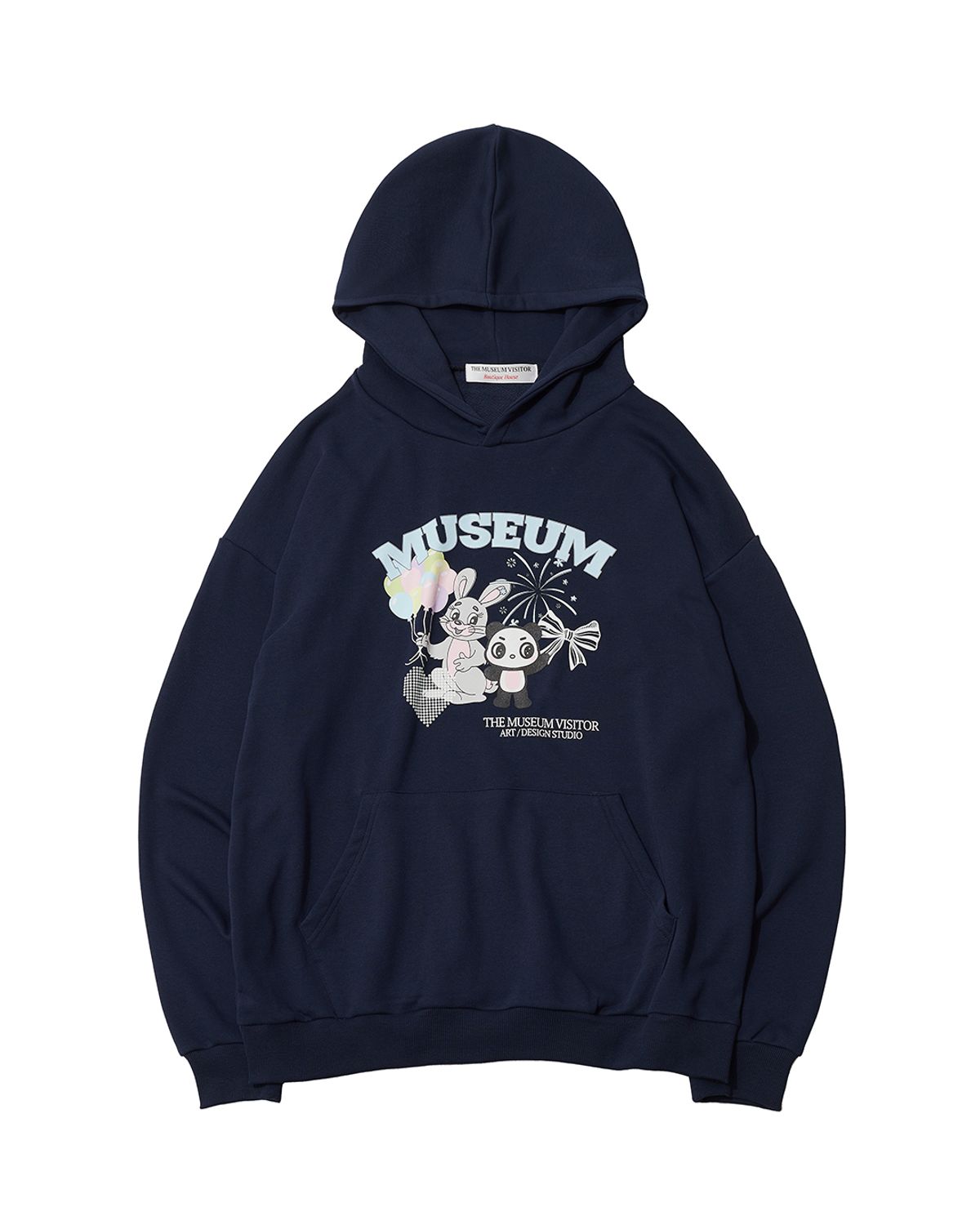 더뮤지엄비지터(THEMUSEUMVISITOR) FRIENDS GRAPHIC HOODIE (NAVY)