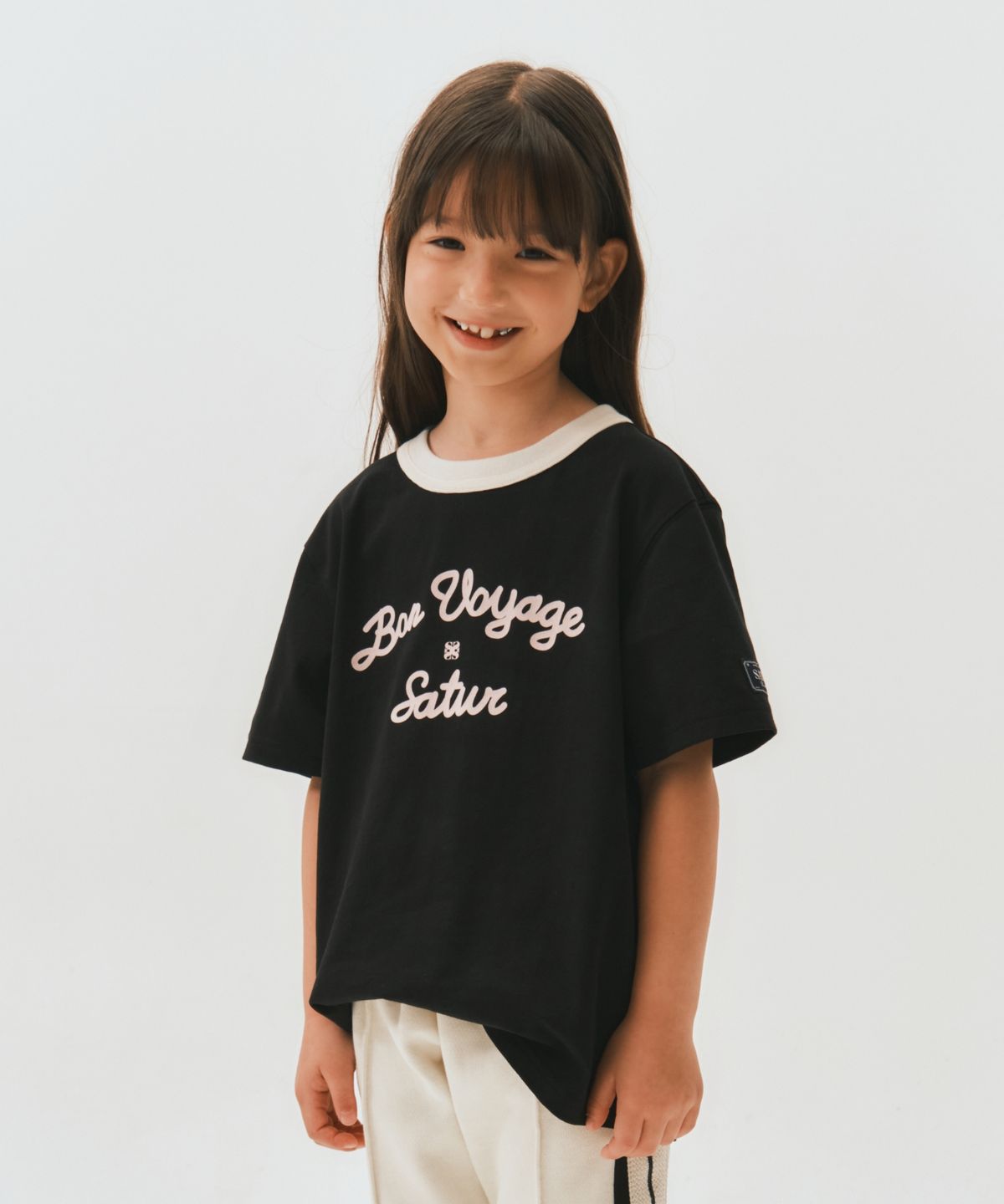 세터 키즈(SATUR KIDS) (K) 세터 로고 보야지 반팔 티셔츠 블랙 핑크