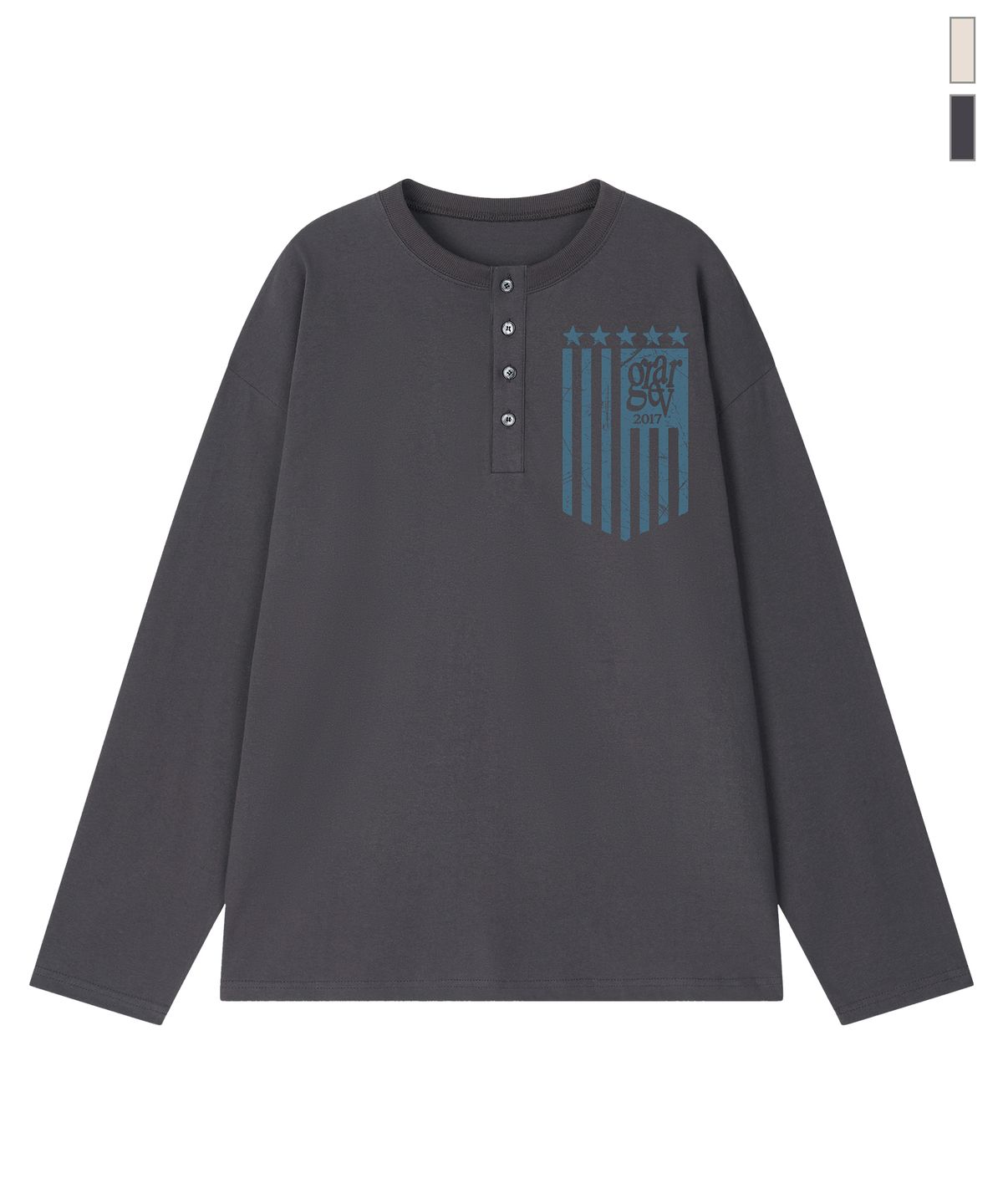 그레이버(GRAVER) [UNISEX]GRAR FLAG 헨리넥 롱슬리브 티셔츠_2color