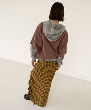 CHECK LONG SLIT SKIRT