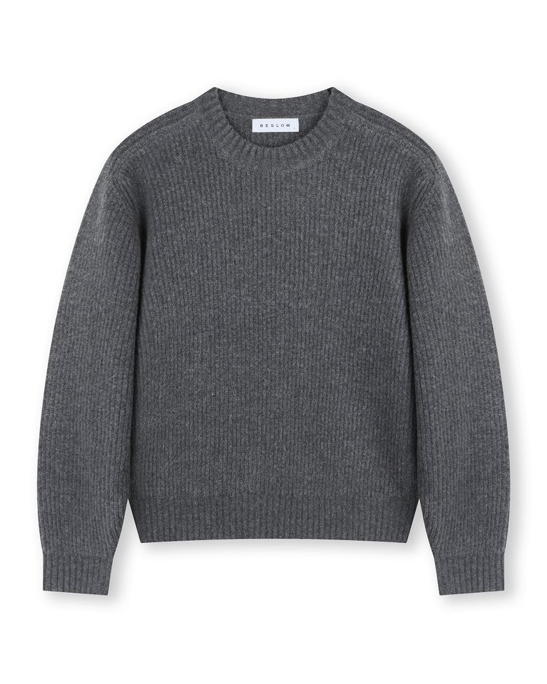 [비슬로우X패션튜브삭형]CREW NECK SHORT SWEATER CHARCOAL