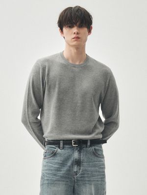 컴팩트 롱 슬리브 니트 [멜란지그레이]