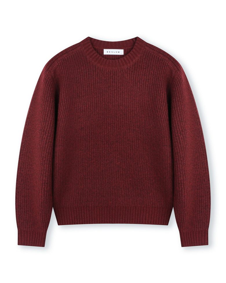 [비슬로우X패션튜브삭형]CREW NECK SHORT SWEATER BURGUNDY