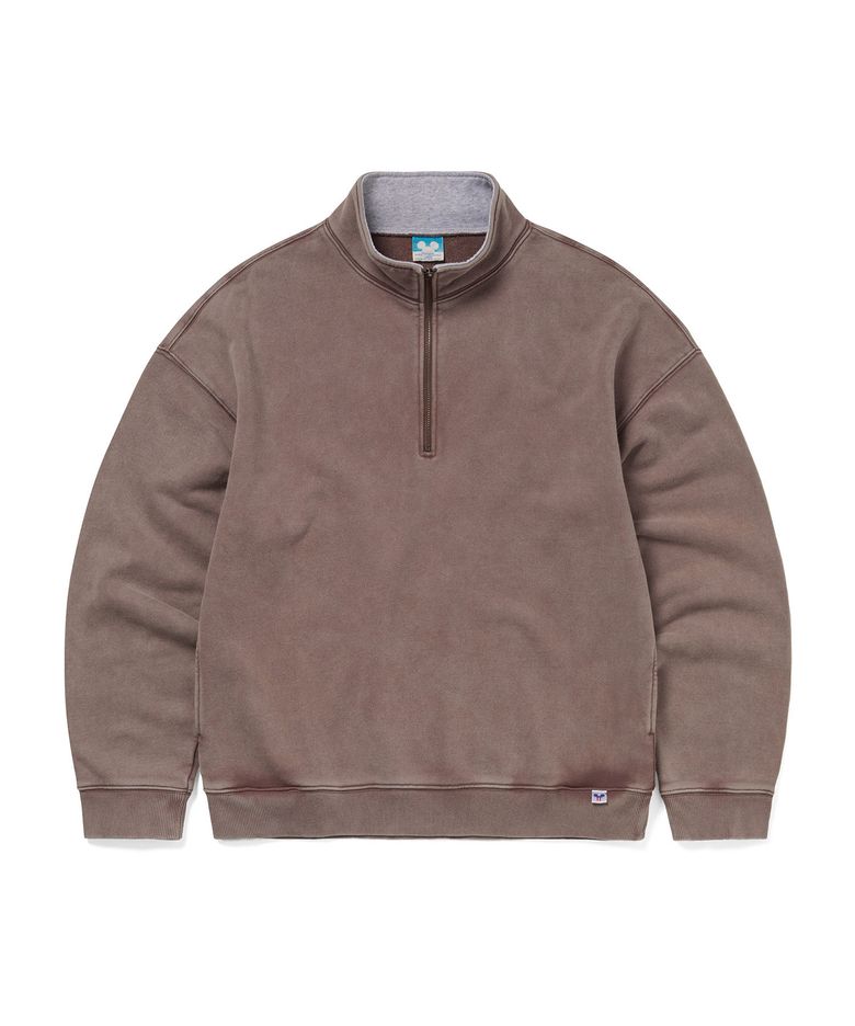 TNT_Mickey_Frame Half Zip Sweatshirt Brown