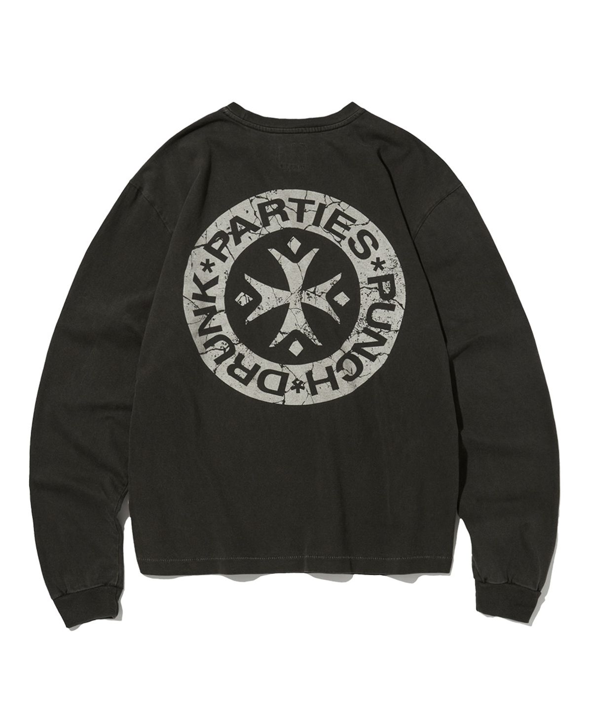 펀치드렁크파티즈(PUNCH DRUNK PARTIES) Hurt Logo Garment Dyed Long Sleeve (CHARCOAL)