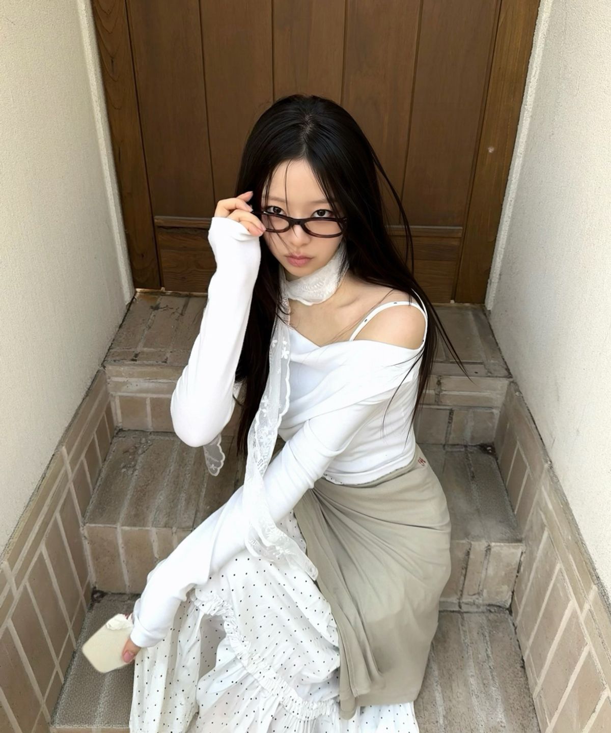 민씨오(MINCO) 레이스 스카프 반다나_ivory