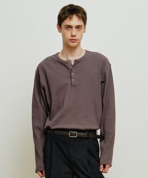 리브드 헨리넥 롱슬리브 [차콜]