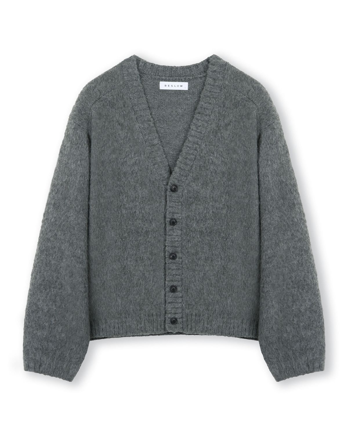 비슬로우(BESLOW) [비슬로우X패션튜브삭형]BRUSHED V NECK SHORT CARDIGAN CHARCOAL