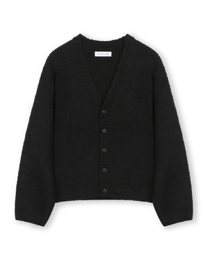 [비슬로우X패션튜브삭형]BRUSHED V NECK SHORT CARDIGAN BLACK