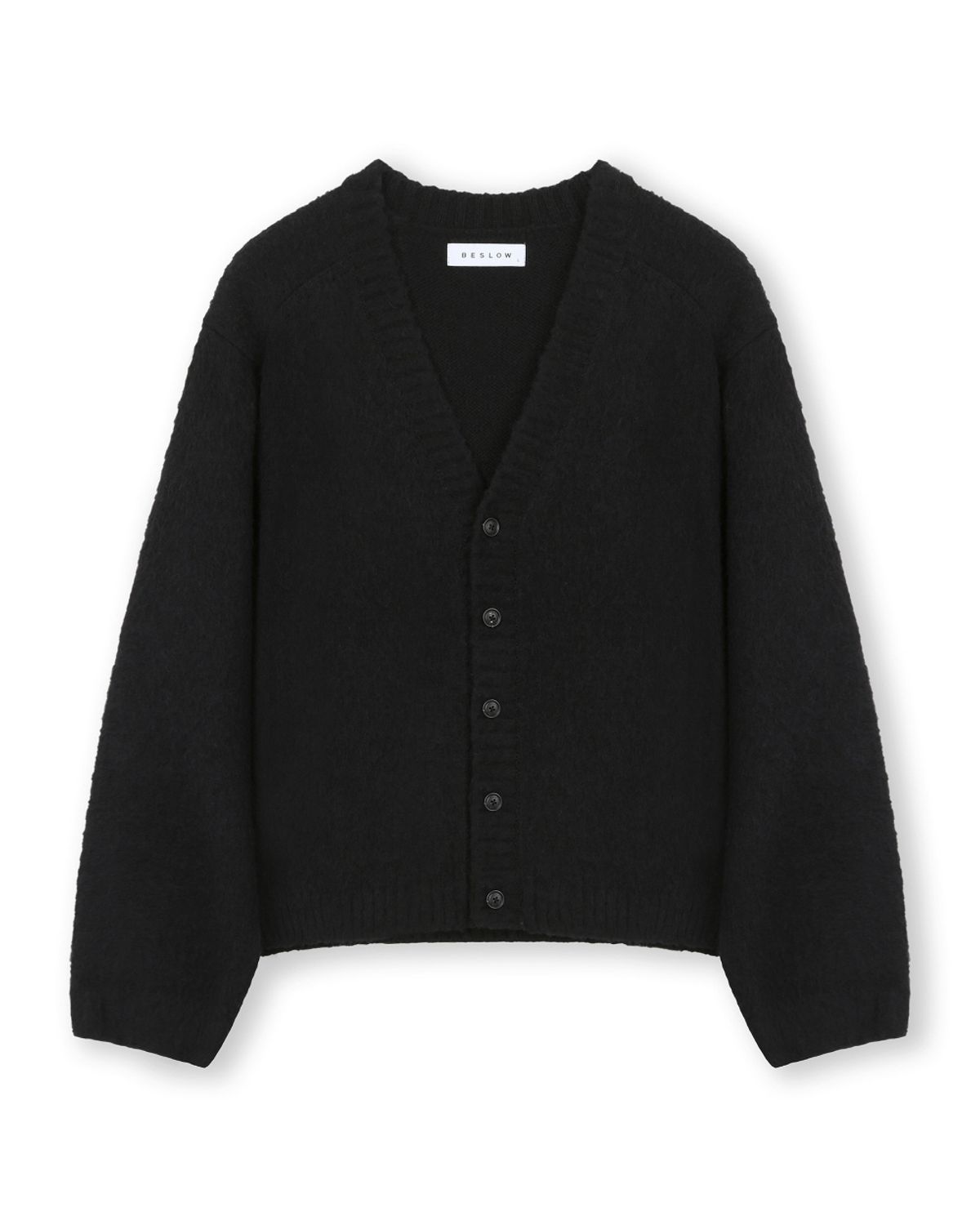 비슬로우(BESLOW) [비슬로우X패션튜브삭형]BRUSHED V NECK SHORT CARDIGAN BLACK