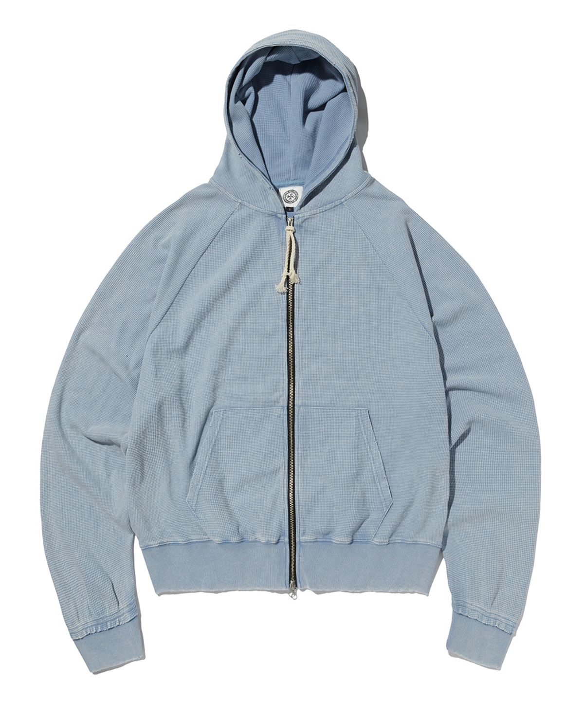 펀치드렁크파티즈(PUNCH DRUNK PARTIES) PCDP Washed Waffle Zip-up Hoodie (WASHED BLUE)