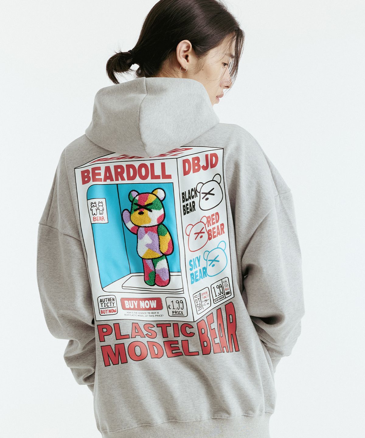 더블제이디(DOUBLE JD) 피규어 부클베어 후드 집업 (그레이)