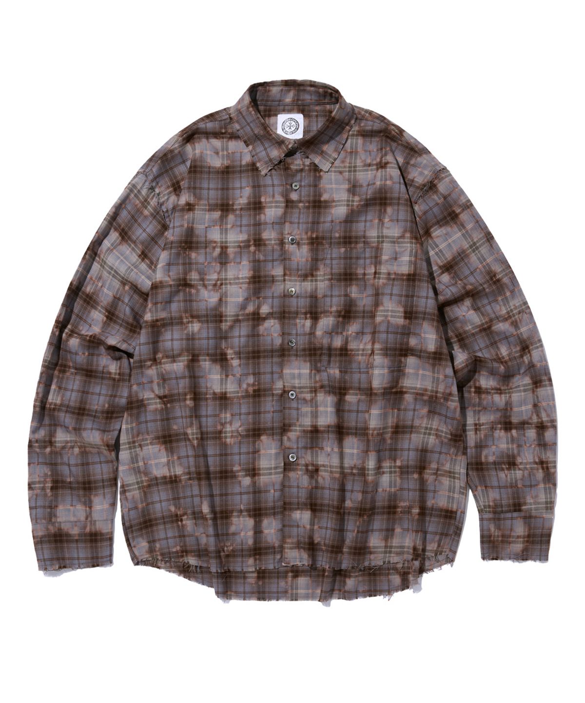 펀치드렁크파티즈(PUNCH DRUNK PARTIES) Parties Bleached Vinatage Shirt (BLUE BROWN)