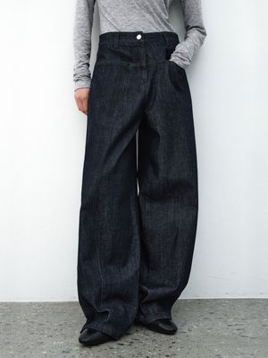 LOOSE FIT CURVED DENIM PANTS(PT-5693)