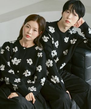 여성 플라워 자카드 가디건 [블랙]_ZG1SW520