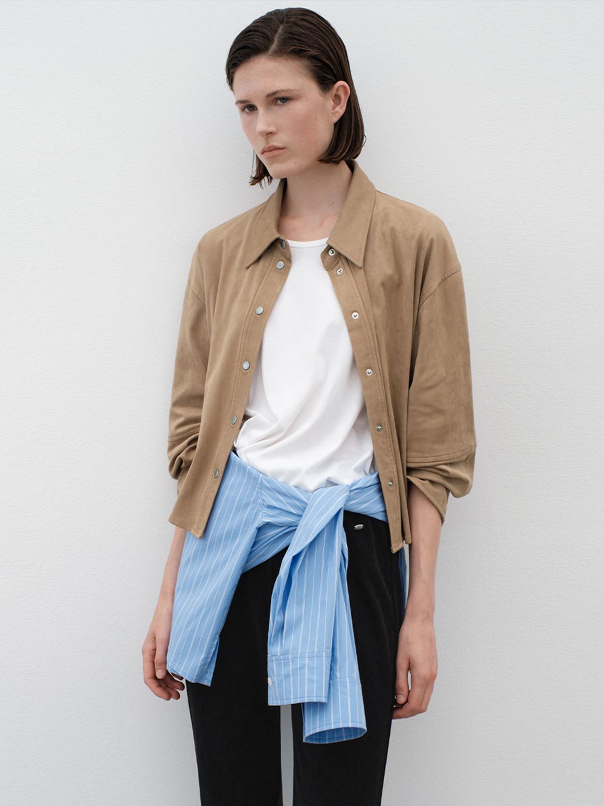아틀리에 나인(ATELIER NAIN) NOVA SEMI CROP SUEDE SHIRT(BL-4351)