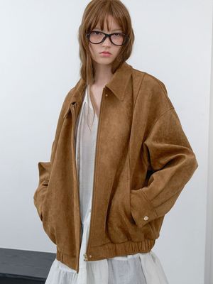 OVERFIT SUEDE SNAP BUTTON BLOUSON(JP-587)