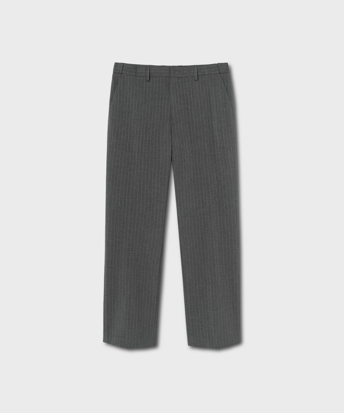 넌블랭크(NONBLANK) 스트라이프 세미 와이드 핏 슬랙스_DARK GREY