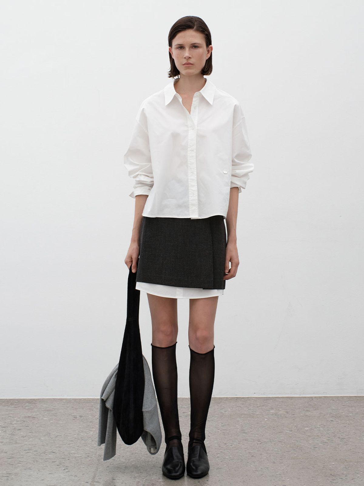 아틀리에 나인(ATELIER NAIN) MOA SHIRT LAYERED MINI SKIRT(SK-5041)