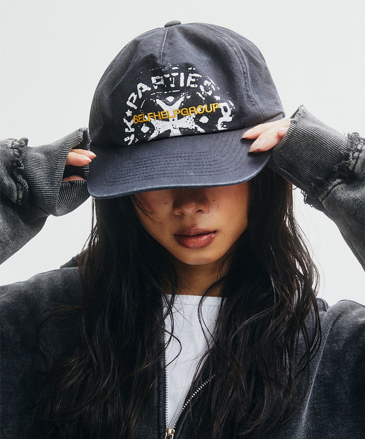 펀치드렁크파티즈(PUNCH DRUNK PARTIES) Spray 5 Panel Cap (BLACK)