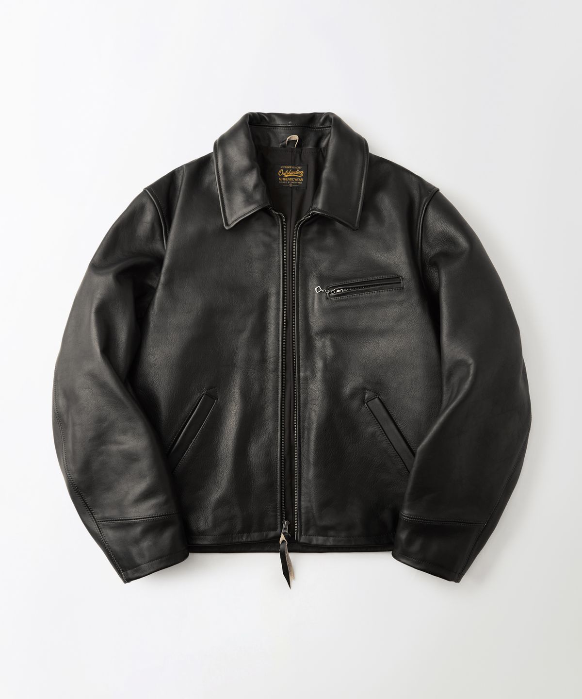 아웃스탠딩(OUTSTANDING) TEA-CORE LEATHER SPORTS JACKET_BLACK
