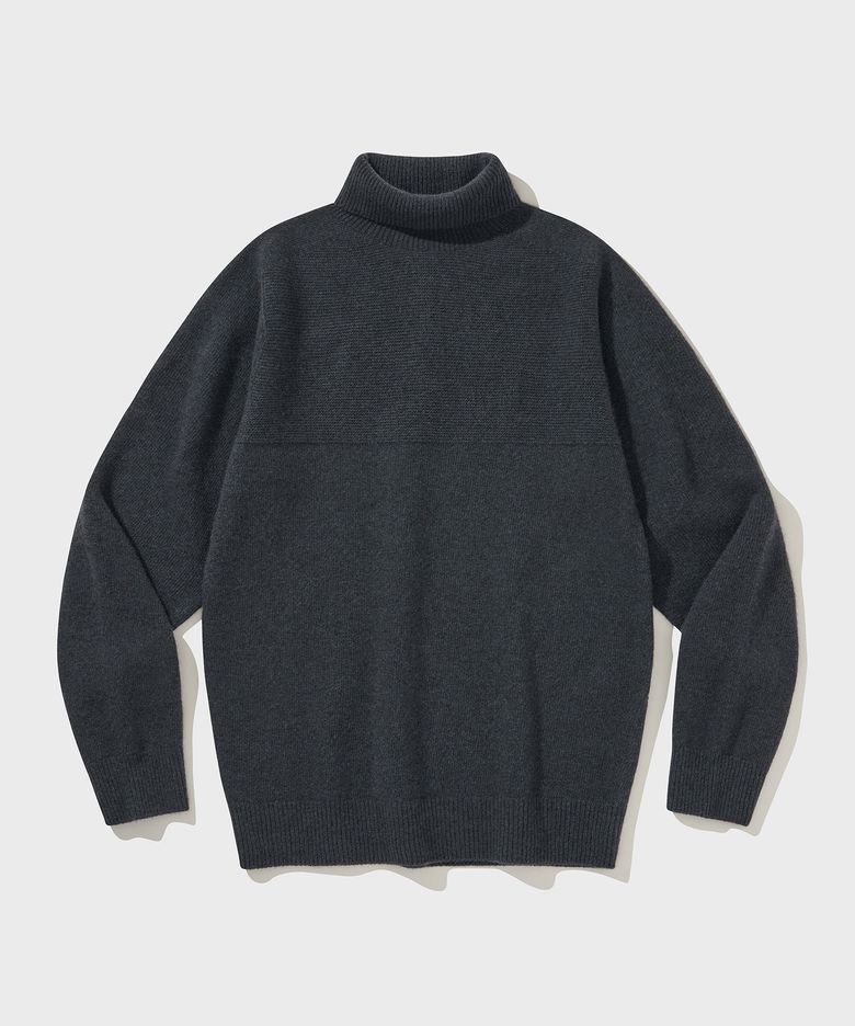 WHOLE GARMENT DOUBLE FACE TURTLENECK [Midnight Navy]