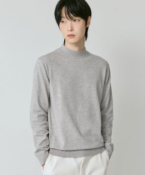 캐시미어 블렌디드 반터틀넥 니트 [멜란 그레이]_ZZ4SW011