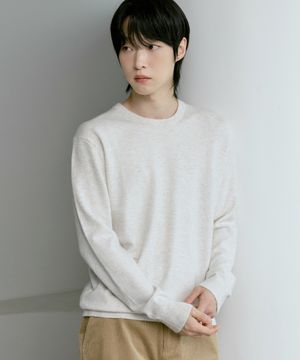 남녀공용 캐시미어 블렌디드 솜털 라운드 [오트밀]_ZZ5SW010