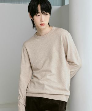 남녀공용 캐시미어 블렌디드 솜털 라운드 [멜란 베이지]_ZZ5SW010
